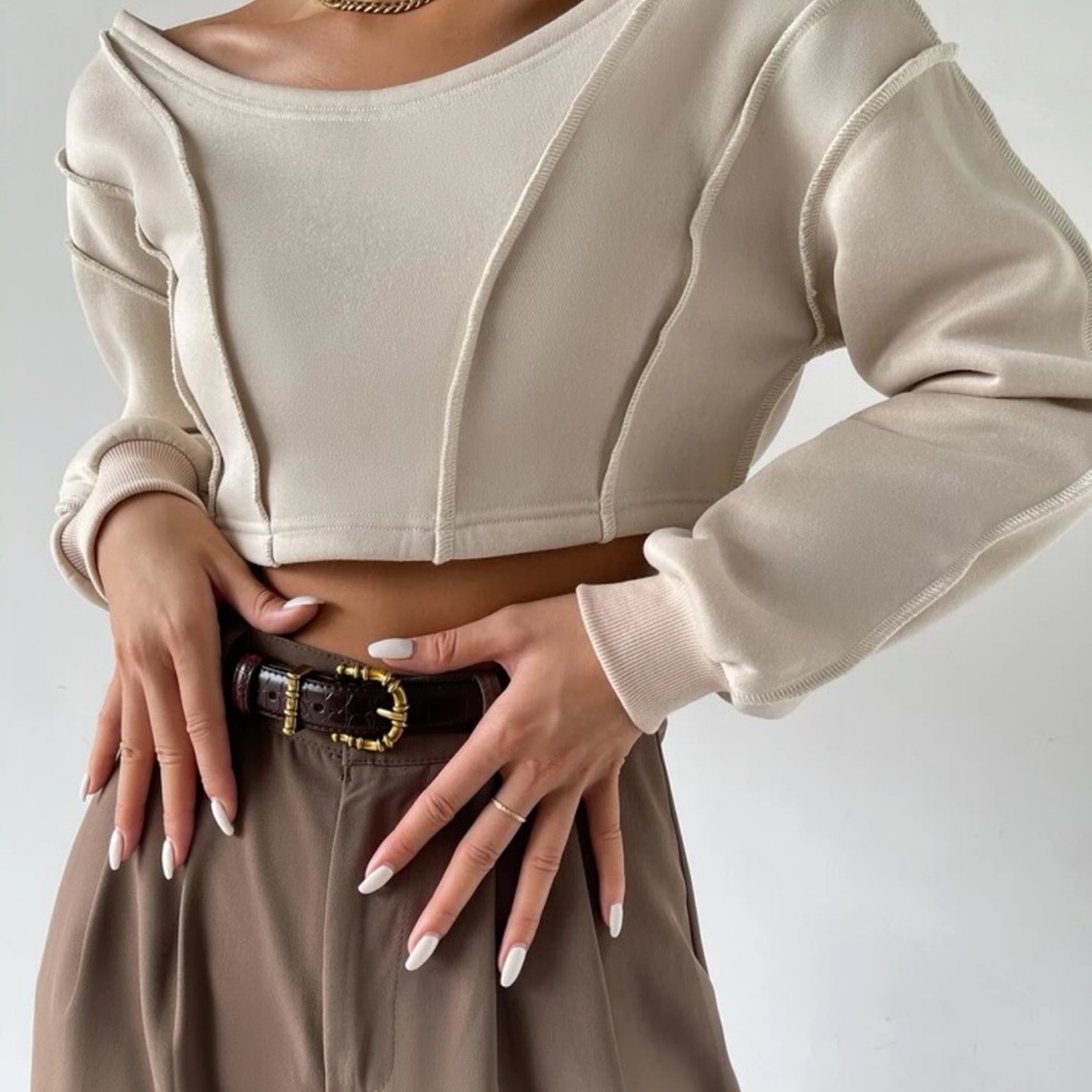 Drop Shoulder Crop Sweater Shirt (XS/2)